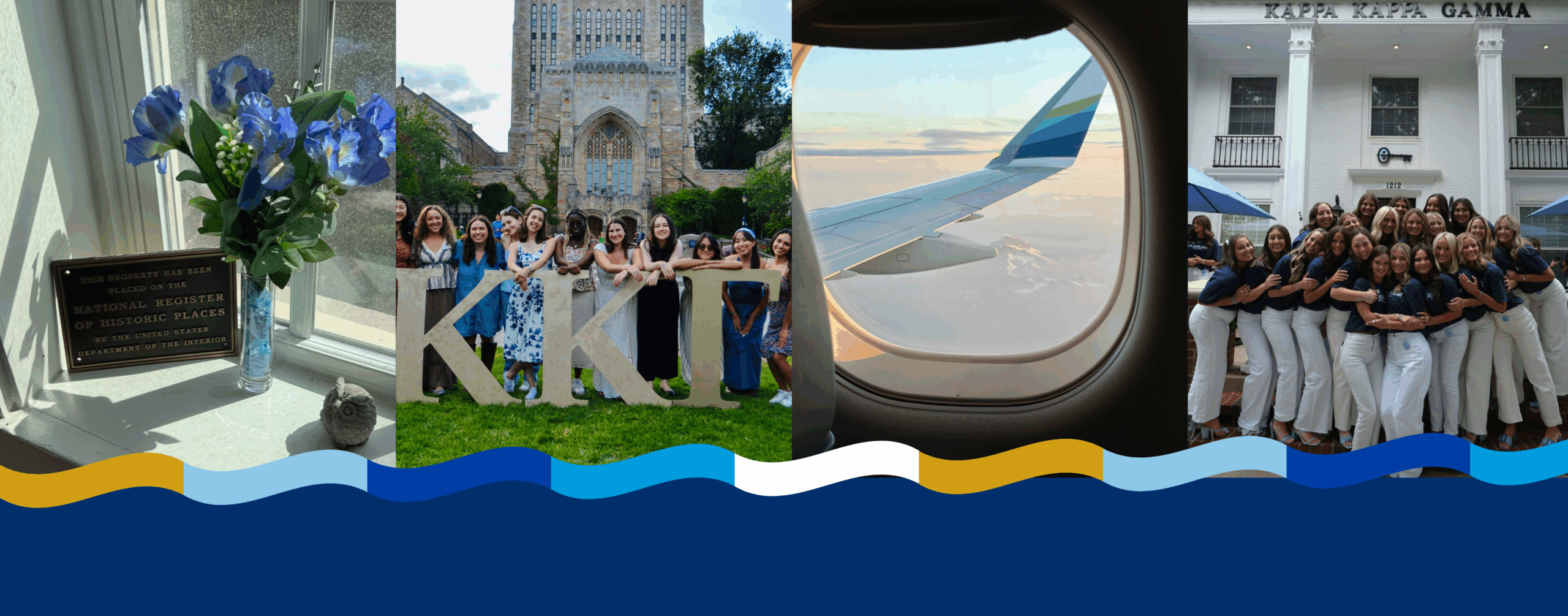 Collage of Leadership Consultant pictures -- group photos and views from an airplane window